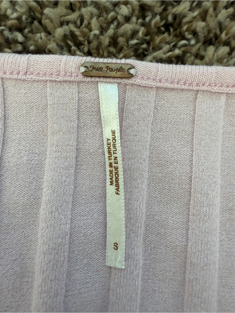 Free People Ribbed Square-Neck Button Front Top - Light Pink - Picture 4 of 11